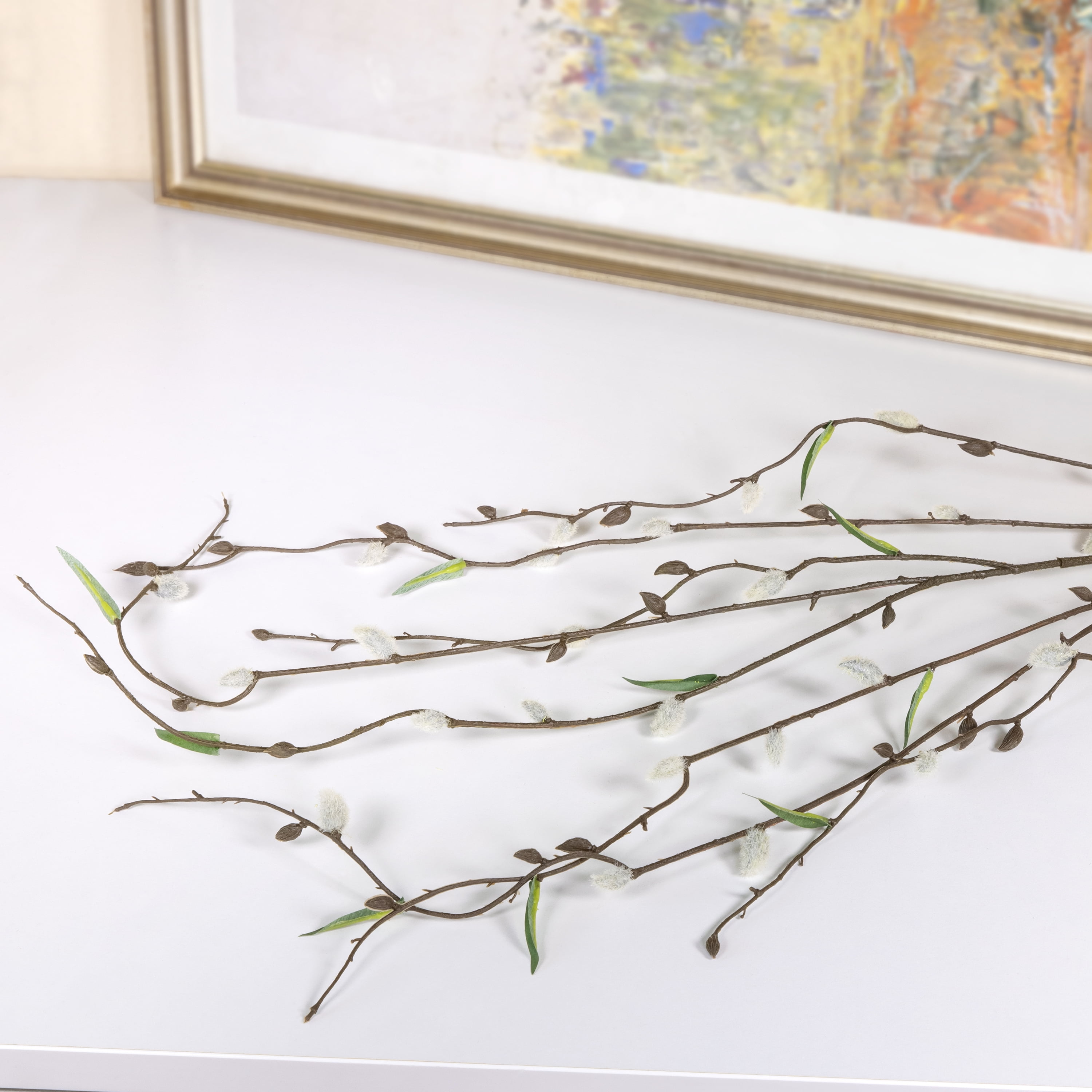 (2 pack) 46.5-inch Artificial White-Brown Willow Flower Long Stem, for Indoor Use, by Mainstays