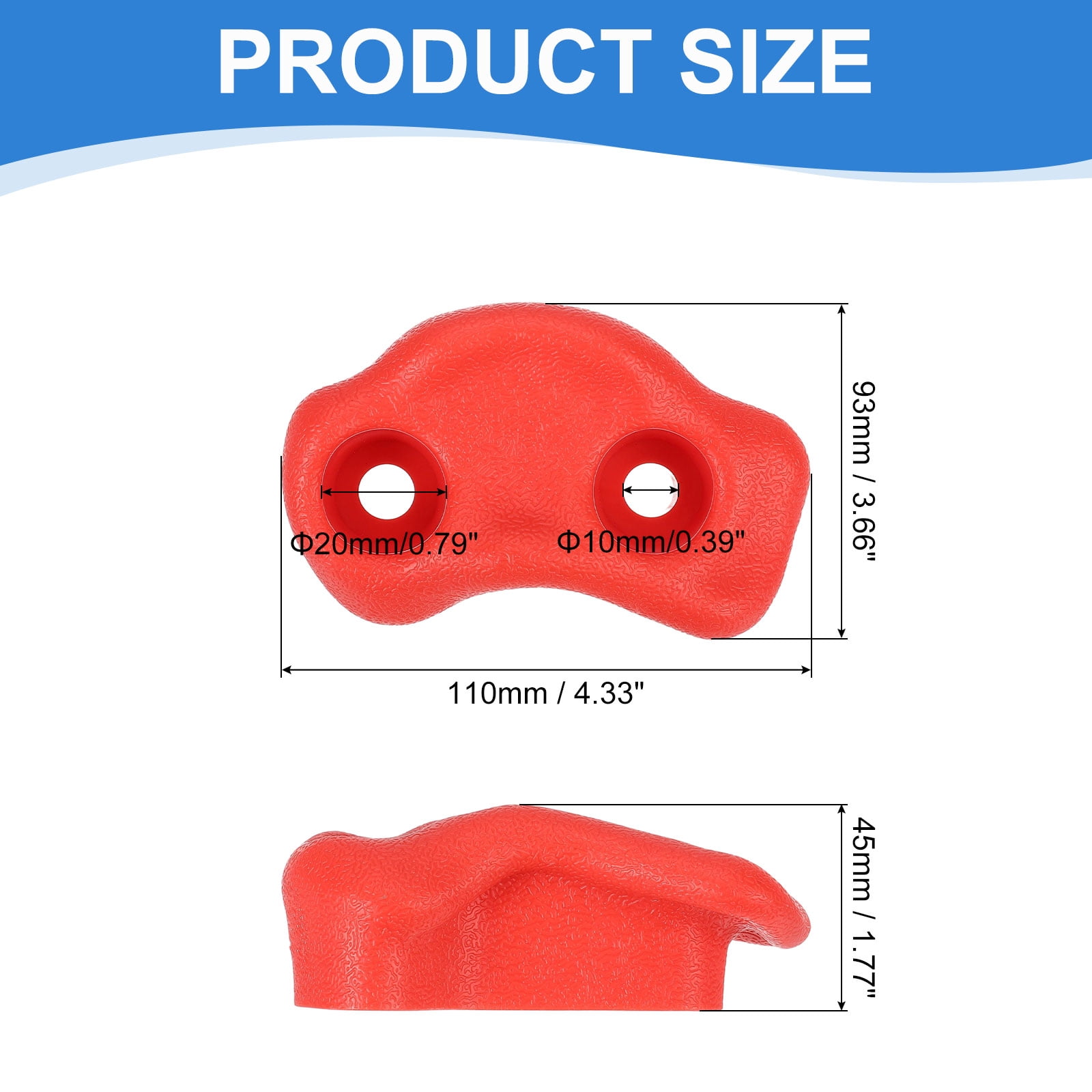 Rock Climbing Holds, 10 Pcs Small Climbing Rock Wall Grips with Double Hole for Playground Accessory, Red