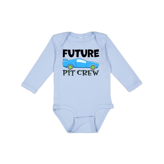 Inktastic Future Pit Crew Blue Race Car Boys or Girls Long Sleeve Baby Bodysuit