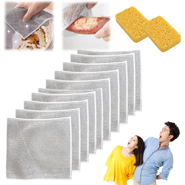 Fregador Doble de Acero Inoxidable XINYU 2024 Nuevo Paño Doble Multiusos Antiarañazos 10 Unidades