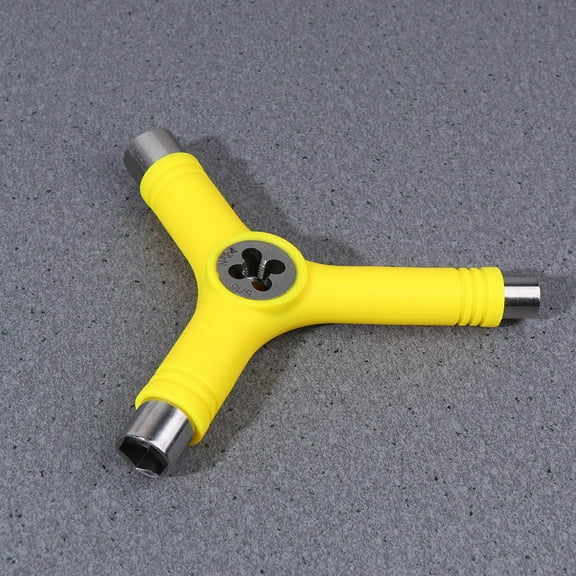 Masteelf All in One Skateboard Repair Tool Y Shaped Metal and Nylon Yellow Pocket Size for Skateboard Adjustments