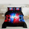 thumbnail image 2 of Manfei Red Blue Game Controller Full Size Comforter Sets, Teens Gamer Gaming Bedding Comforter Set, Neon Lightning Star Bedding Sets Breathable Home Decor, 3-Piece Reversible, 2 of 8