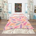 thumbnail image 2 of Designart 'Colorful Feathers Pattern' Southwestern Duvet Cover Set, 2 of 4