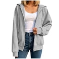 thumbnail image 3 of Women Fashion Hooded Sweatshirts Zip Front Soft Solid Blouse Long Sleeve Tops Pockets Hoodied Sweatshirt, 3 of 8