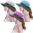 thumbnail image 1 of 3 Pieces Womens Ponytail Wide Brim Sun Hat Packable UV Protection Beach Cap for Fishing & Hiking, 1 of 8