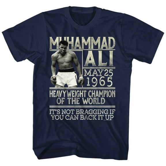 Muhammad Ali Back It Up Navy Adult T-Shirt