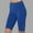 Blue, variant on Olyvenn Women's Knee Length Capri Leggings Stretch Casual Fintess Summer Yoga Workout Pants Slim Fit Plus Size Cropped Trouser Blue L