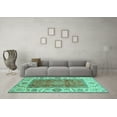 thumbnail image 3 of Ahgly Company Indoor Round Abstract Turquoise Blue Modern Area Rugs, 5' Round, 3 of 4