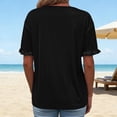 thumbnail image 5 of Agkizg Women's Velvet Short Sleeve Top Ruffled Cuff Loose Fitting Casual Fashion Solid Color Blouse, 5 of 5