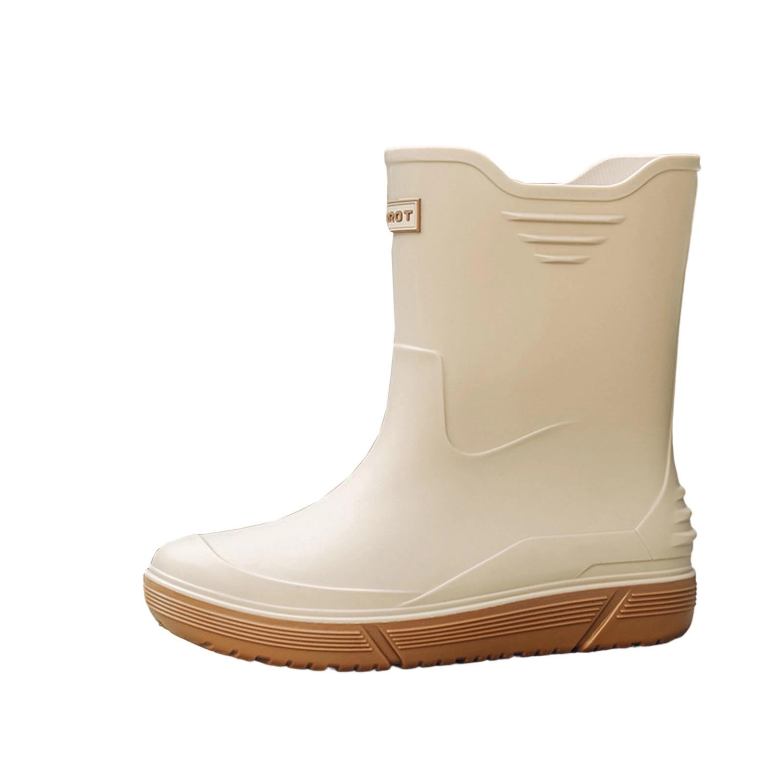 Wensltd Mid Calf Rain Boots for Men Solid Color Waterproof Rubber Shoes for Outdoor Short Tube Work Shoes