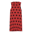 thumbnail image 3 of Black Polka Dots on Red Background Spring Summer Dresses for Women Fashion T-shirt Dress Casual Sleeveless Loose Sundress with Pockets, 3 of 5