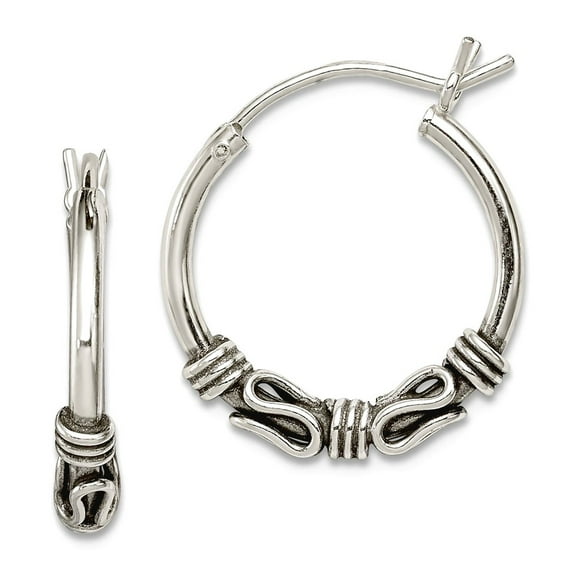 925 Sterling Silver Oxidized Antiqued Hoop Earrings 18x16mm Wide 2mm Thick Hoop Earring for Women