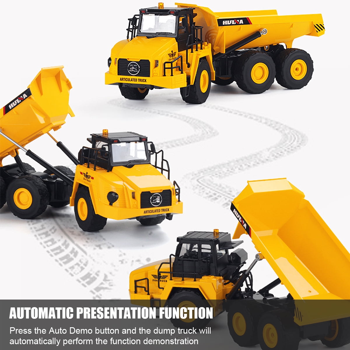 Fisca Hinge Joint Remote Control Dump Truck Toys, 6 Channel RC Construction Vehicles with Lights and Sound
