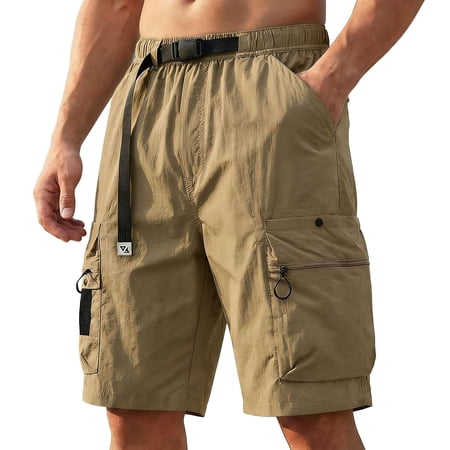 Cxenplz Mens Hiking Cargo Shorts Quick Dry Outdoor Casual Expandable Waist Lightweight Travel Fishing Camping Golf Shorts with Multi Pockets