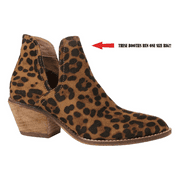 EZGD Sunny-01 Women Western Short Ankle Pointed Toe Booties Boots Animal Leopard Print V Side Cut D'Orsay Faux Suede Leather Block Heel Size Run Big US Size 8