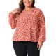 thumbnail image 1 of Blusa de trabajo casual para mujeres GRACE & GRANDEUR de talla grande, con cuello en V, mangas largas y estampado de lunares, 2024, 3X, naranja, 1 of 6