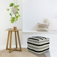 thumbnail image 2 of LR Home Small Over-tufted Striped Indoor Square Pouf, Black/White, 18" x 18" x 14", 2 of 9