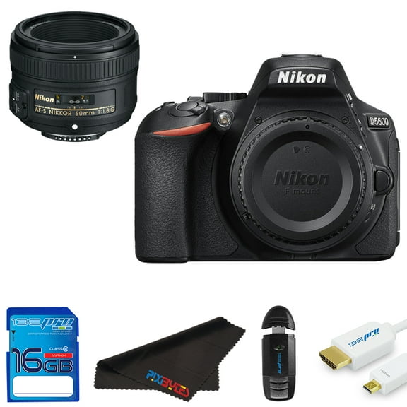 Nikon D5600 DSLR Camera with  Nikon AF-S NIKKOR 50mm f/1.8G Lens   Pixi Starter Bundle Kit