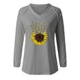 thumbnail image 4 of Gray Women's Long Sleeve T-shirt, Women'S Blend T Shirt Printed Long Sleeve V Neck Top,Women's Long sleeve T-shirt L, 4 of 4