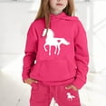 thumbnail image 2 of Tween Girls Outfits Set Kids Letter Print Hoodie Pants Casual Comfy Two Piece Outfit Clothing Hot Pink Size 10-11T, 2 of 4