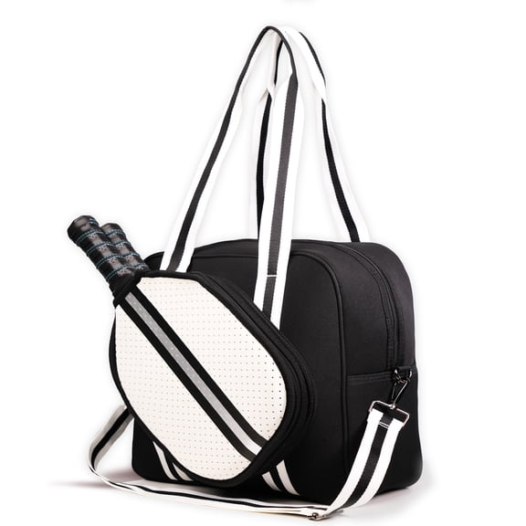 MANUEKLEAR Pickleball Bag for Women and Men, Portable Crossbody Tote with Adjustable Shoulder Strap, Paddle Holder and Large Sports Storage Compartment