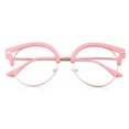 thumbnail image 2 of grinderPUNCH Womens Trendy Round Cat Eye Metal Clear Pink Glasses, 2 of 5