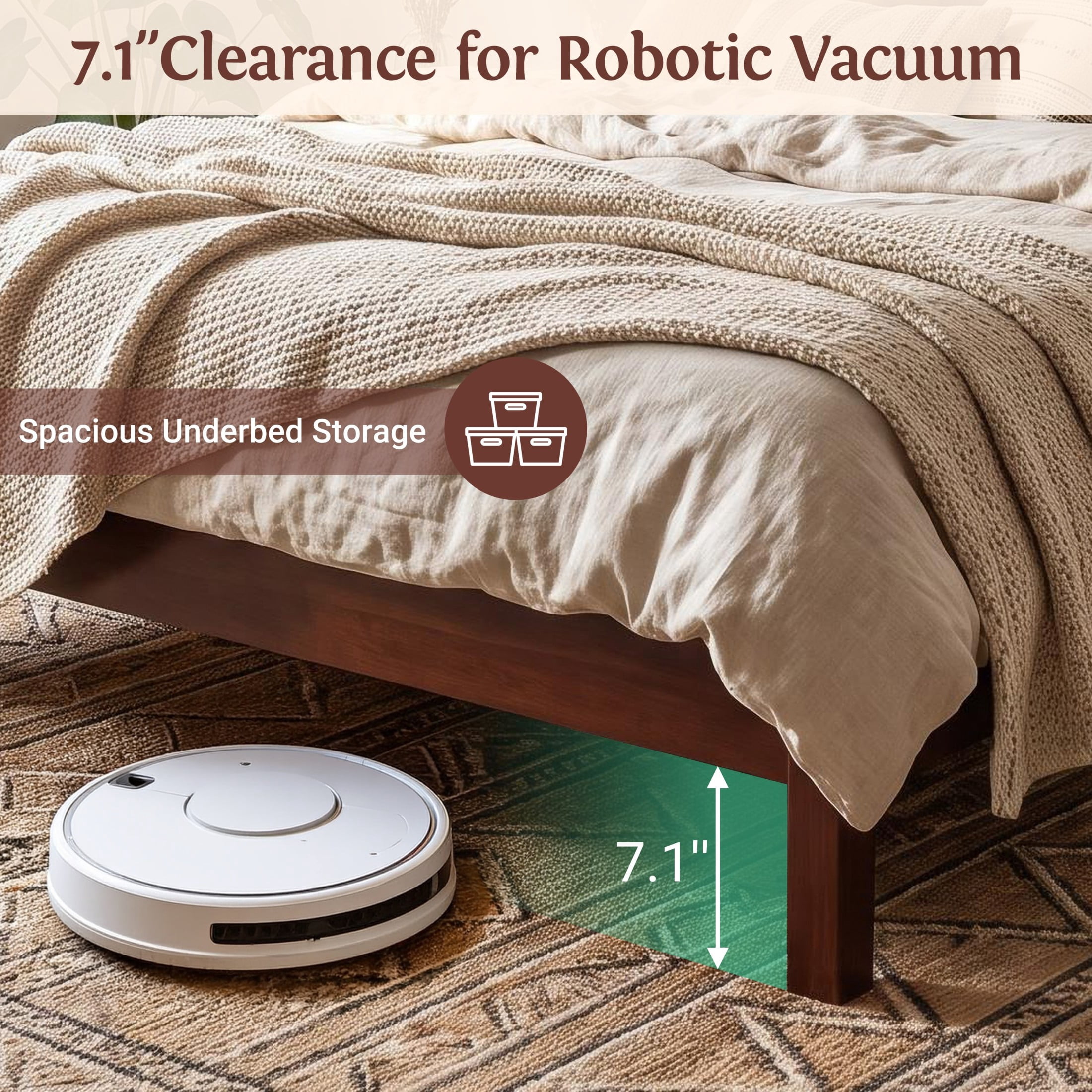 Christopher Knight Home Modern King Wooden Platform Bed Frame With Honeycomb Headboard, Walnut