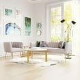 thumbnail image 4 of Glam Ivory Channeled Velvet with Gold Sofa, 4 of 10