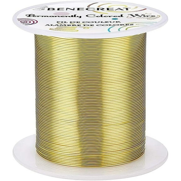 Round Copper Wire for Wire Wrapped Jewelry Making Light Gold 22 Gauge 0.6mm 164.04 Feet(50m)/roll