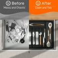 thumbnail image 5 of GPED Silverware Drawer Organizer, Expandable Clear Acrylic Silverware Organizer, Kitchen Drawer Organizer for Utensils, Adjustable Cutlery Tray, Office, Supplies-8 Compartments, Medium, Black, 5 of 7