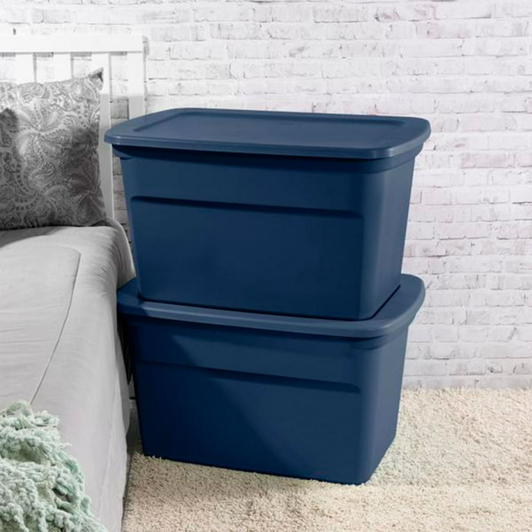 Sterilite Classic Lidded Stackable 30 Gal Storage Tote Container, 6 Pack 