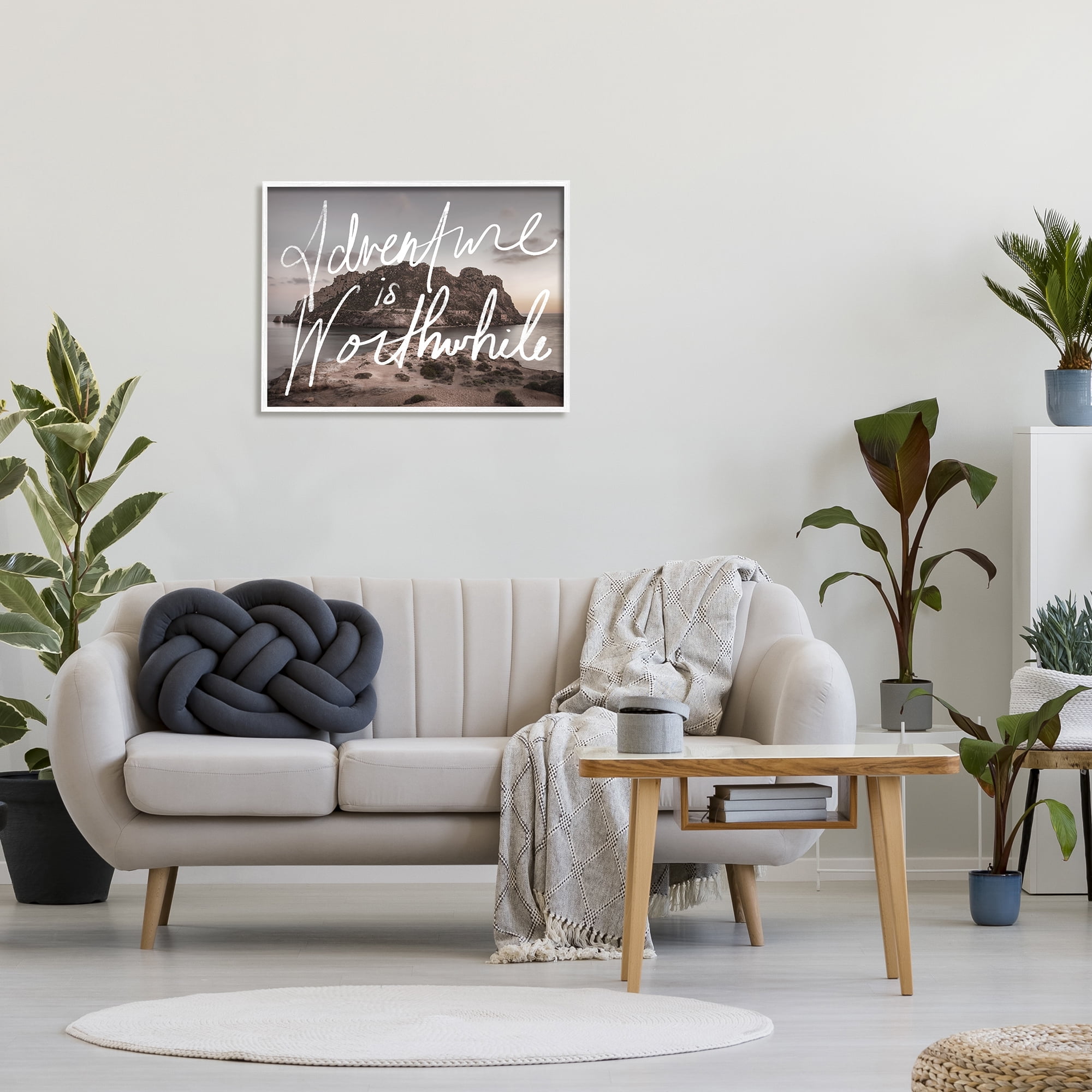 Stupell Industries Adventure is Worthwhile Nature Inspirational Painting White Framed Art Print Wall Art, 30 x 24