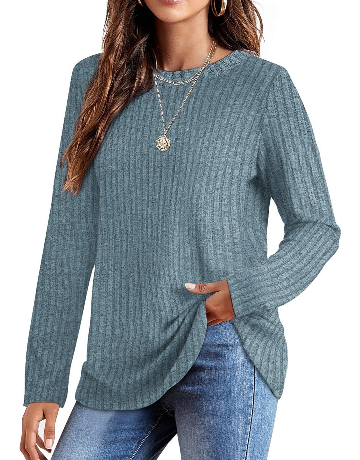FchengtaiS Women's Casual Crew Neck Sweatshirt Loose Soft Long Sleeve  Pullover Tops Anthropologie Dupes Clothing Comfy Clothes at  Women's  Clothing store