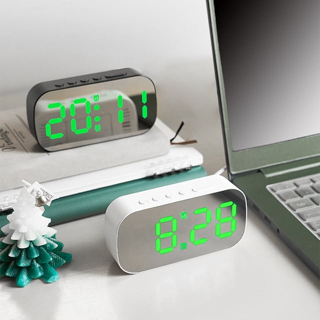 Xihbxyly Cosas Por Menos de 5 Dolares Reloj de Escritorio con Espejo Digital Inteligente Multifuncional, Pantalla Grande, Reloj Electrónico Silencioso con Temperatura Activada Por Sonido para Regalos