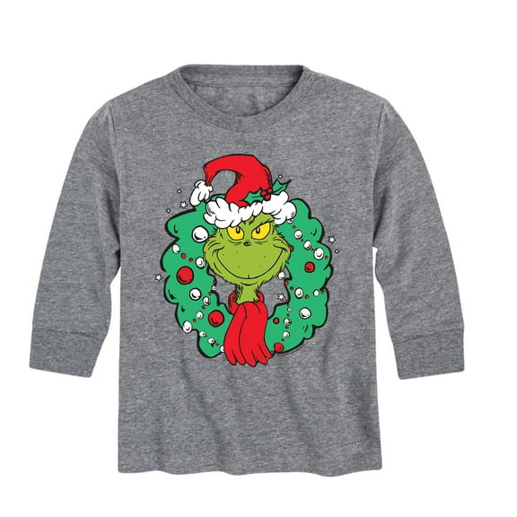 Dr. Seuss - Grinch Wreath - Toddler And Youth Long Sleeve Graphic T-Shirt