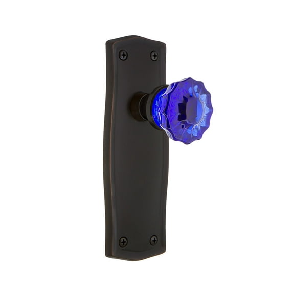 Nostalgic Warehouse Cobalt Crystal Door Knob with Prairie Plate