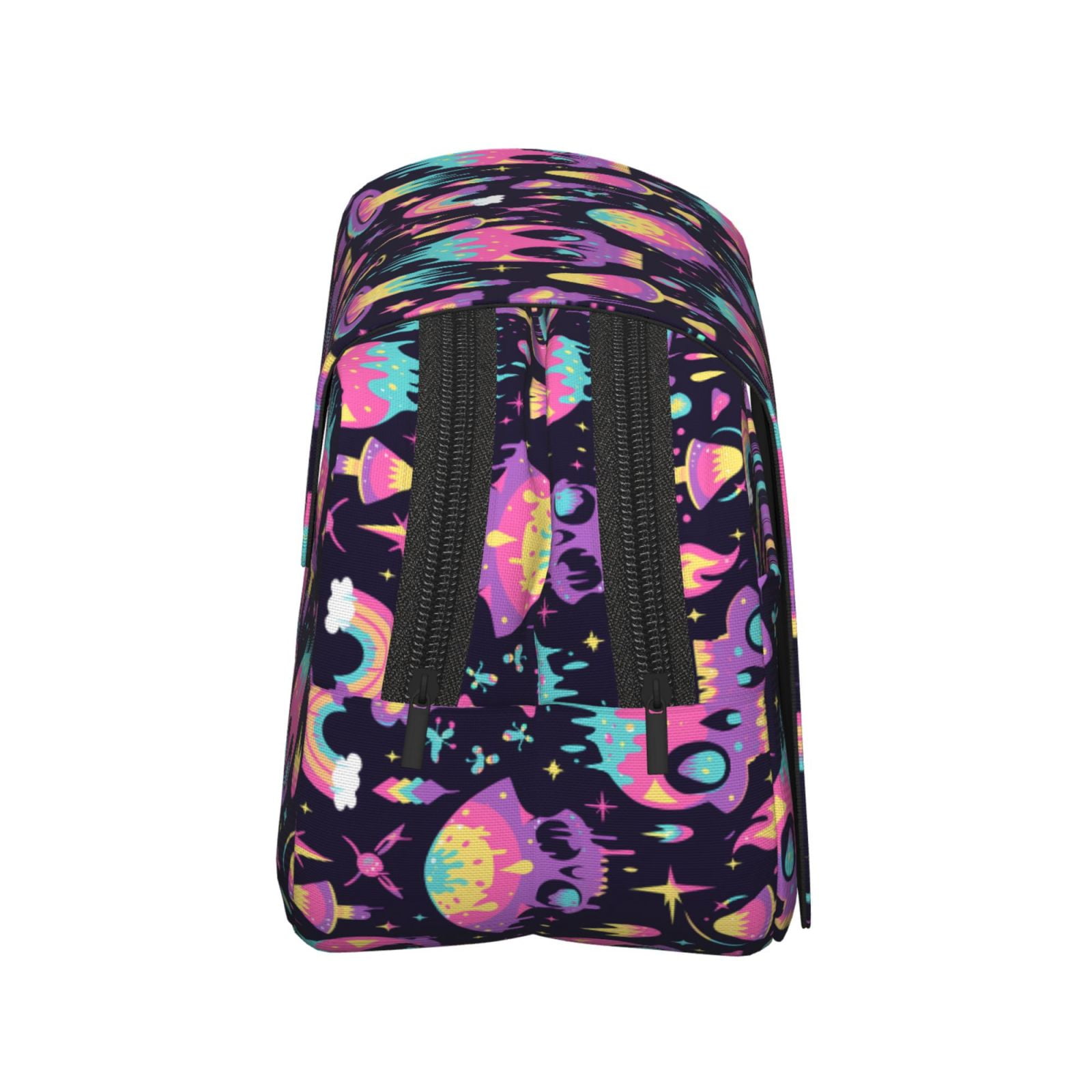 Rateoe cartoon Skull rainbow space Pattern Double Clamshell Pen Case, Storage Organizer with Two Zipper Compartments– Holds Up to 50 Pencils & Pens