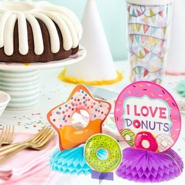 PANTIDE 12Pcs Donut Honeycomb Centerpieces Table Toppers for Kids Girls Baby Shower