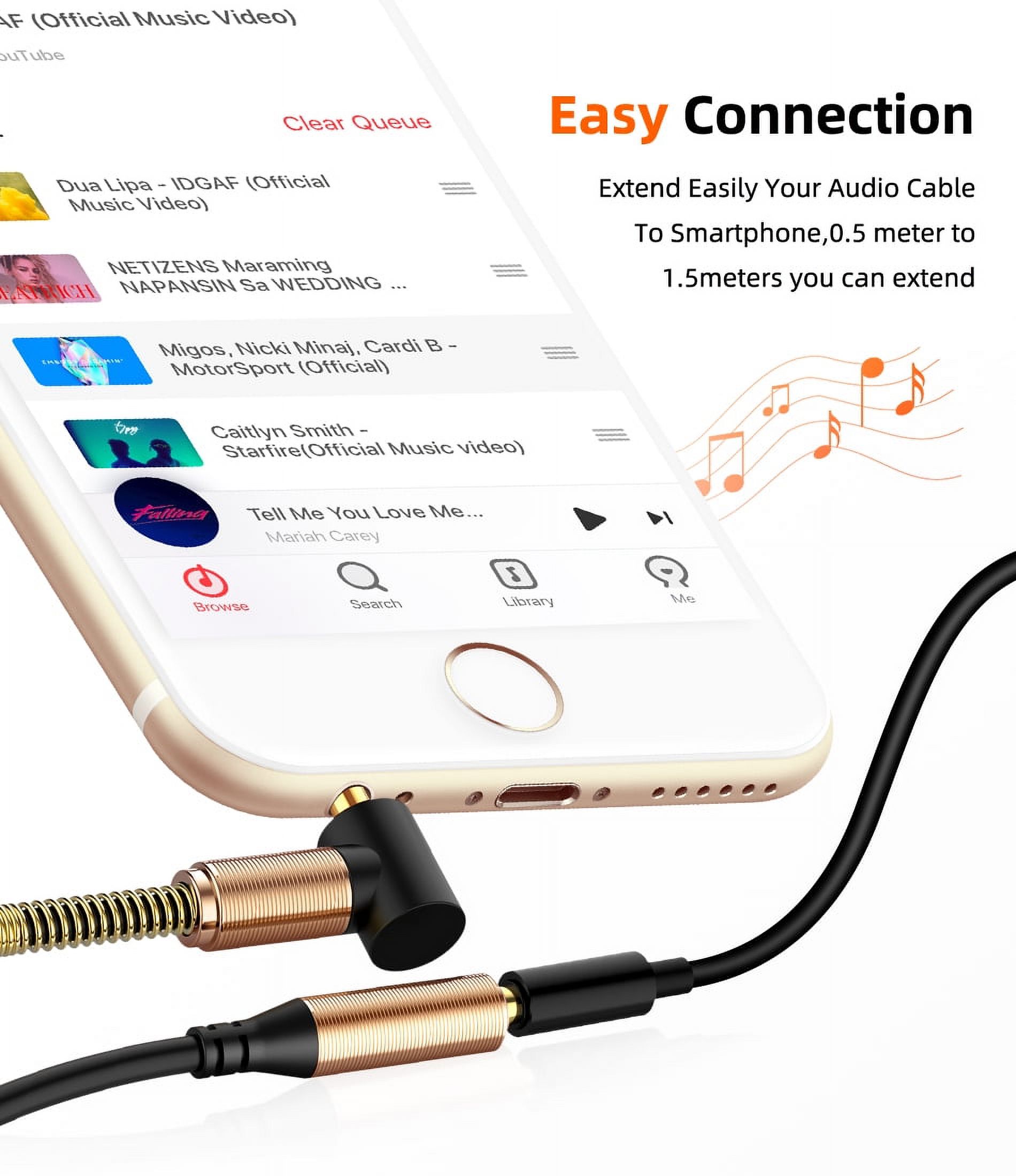 3.5mm Audio Cable Male to Female AUX Extension Wire Elbow Spring Retractable Audio Speaker Telescopic Cable HIFI Sound Quality - image 4 of 8