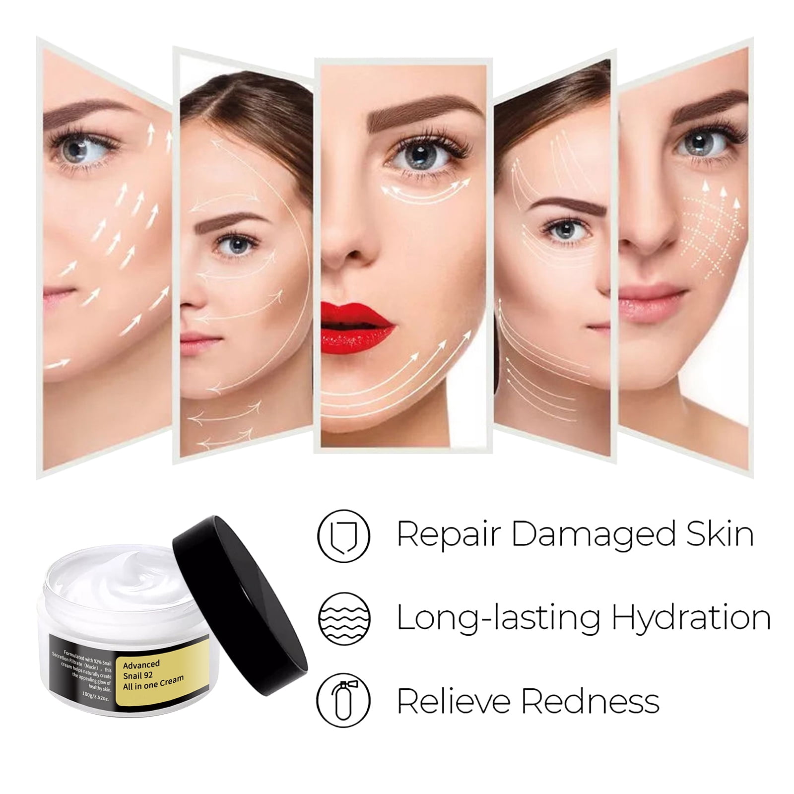 Alvantor Snail Mucin Face Moisturizer, Lightweight Daily Cream for Soft Glowy Skin, 3.52 fl oz