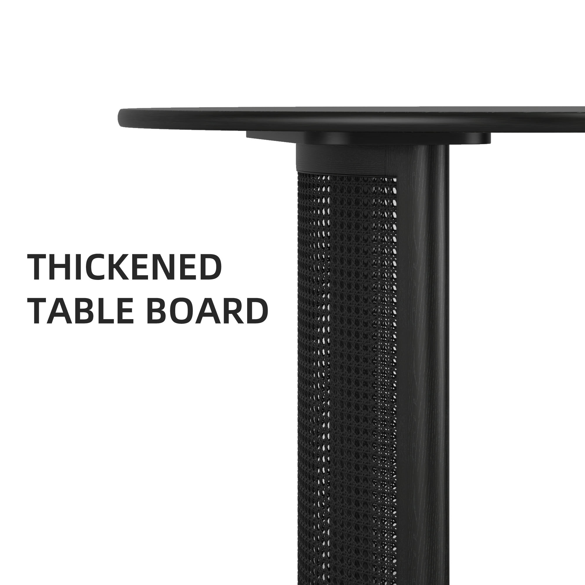 MAYEERTY Modern 67*33.5*30" Oval Black Dining Table with Arc - shaped Rattan Legs, Seats 6