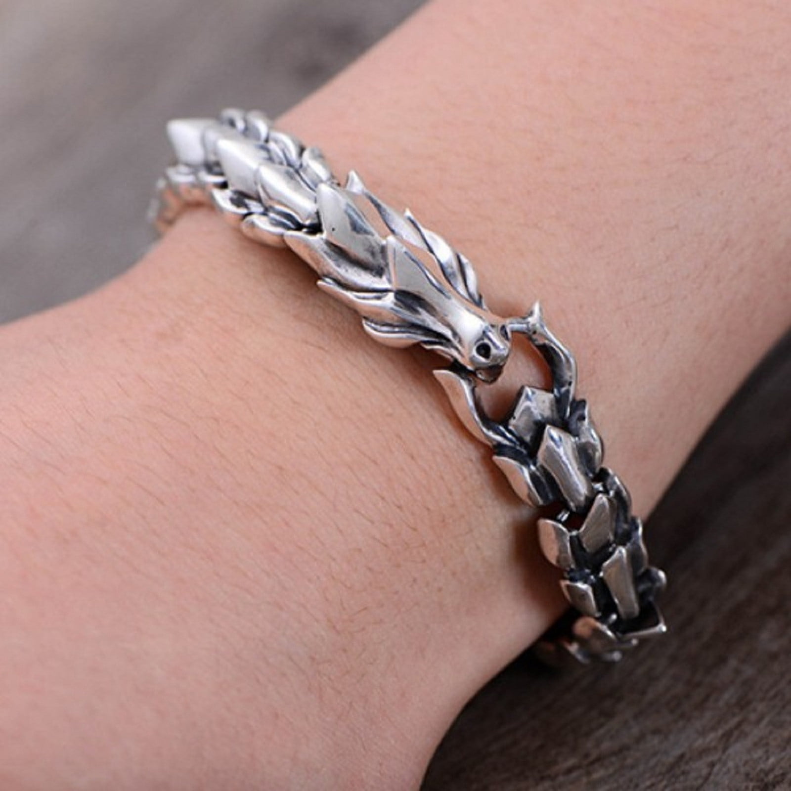 アクセサリー DRAGON link bracelet Dragon Link Stainless Steel Bracelet – Wyvern's Hoard