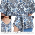thumbnail image 4 of Asklazy Women's Fall Casual 3/4 Ruffled Sleeve Chiffon Blouse Tops for Women,US Size,Cashew Blue,S, 4 of 8