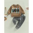 thumbnail image 3 of Toddler Baby Boy Fall Winter Outfits Cow Print Sweatshirt Tops Casual Pants 2Pcs Clothes Set, 3 of 9