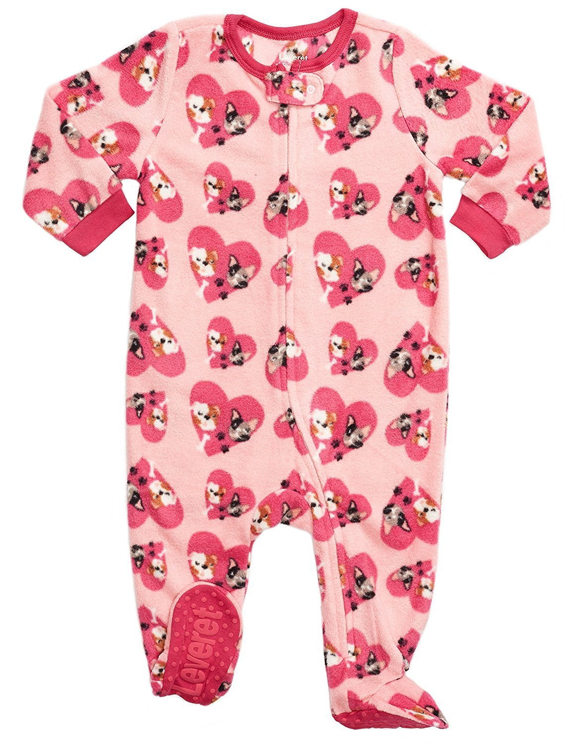 Size 6M - 5T Leveret Baby Girls Bulldog Fleece Footed Sleeper Pajama 
