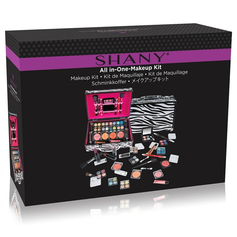 Free Shipping SHANY Carry All Makeup Train Case with Pro Makeup Set Makeup Brushes Lipsticks Eye Shadows Blushes Powders and more Reusable Makeup Storage Organizer Premium Gift Packaging Zebra Walmart...