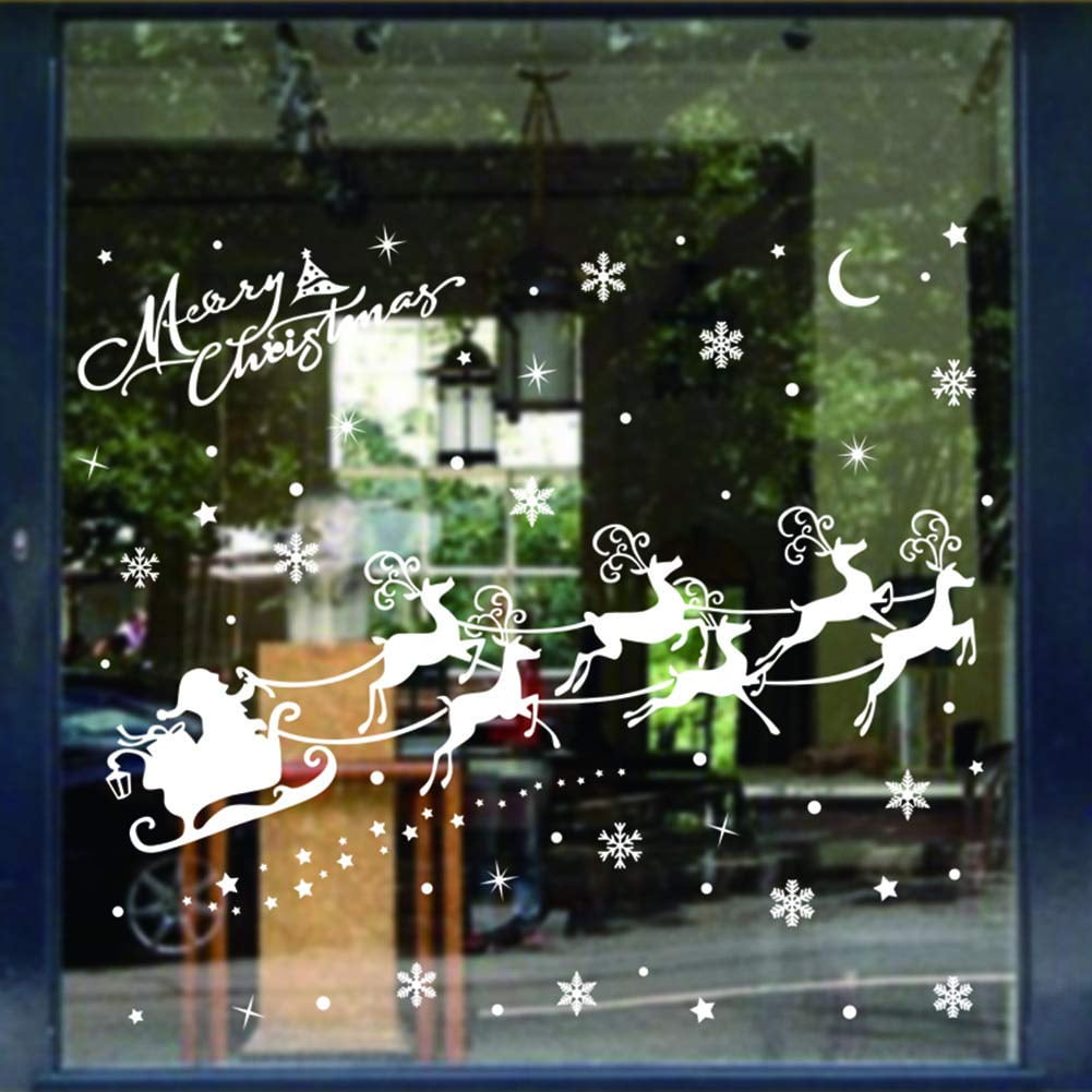 8 Sheets YNOU 216 PCS White Snowflakes Stickers Snowflakes Window Clings for Christmas Window Display Static PVC Stickers