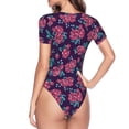 thumbnail image 4 of Naloa Rose Flowers Women's Short-Sleeved Onesie, One-Piece Swimsuit for Parties, dates, clubs - Medium, 4 of 9