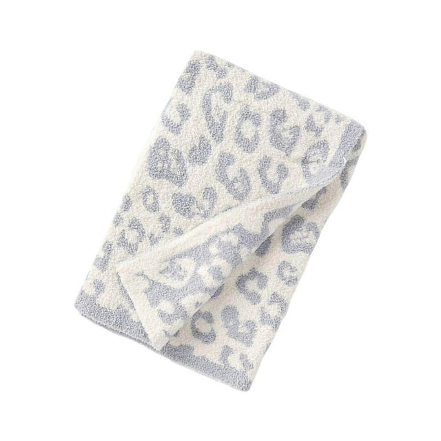 Couverture Jetée Imprimé Léopard Flanelle Polaire Couvertures en Peluche Douillette Microfibre Canapé Blanc 30x35 Po