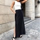 thumbnail image 2 of Gibobby faldas largas de mujer elegantes Elegante falda larga dividida de seda de cintura alta para mujer(Negro, L), 2 of 5